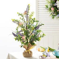 Glitzhome® 21" Easter Egg & Lavender Table Tree Decor