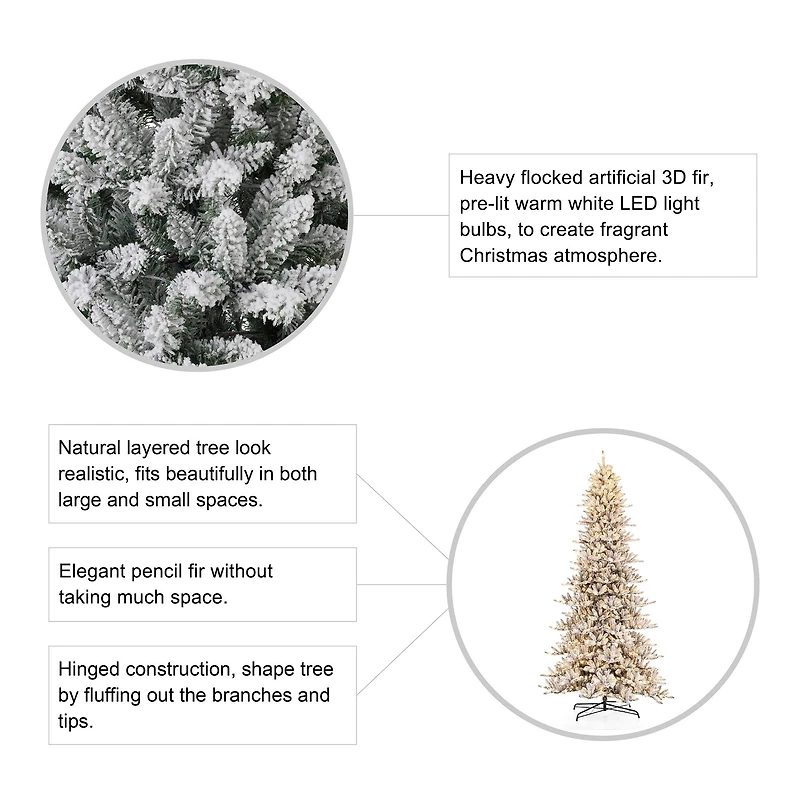 11ft. Pre-Lit Flocked Fir Artificial Christmas Tree, Warm White Lights