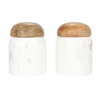 Hello Honey® 4" White Marble & Mango Wood Pinch Pot with Lid