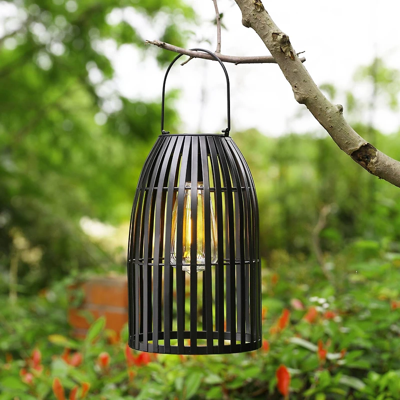 Glitzhome® 10" Woven Solar Powered Outdoor Hanging Lantern