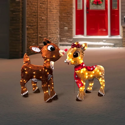 Lighted Rudolph & Clarice Outdoor Christmas Décor Set