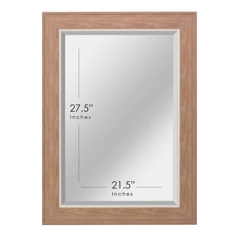 Head West Textured Walnut Mat Framed Beveled Glass Accent Mirror