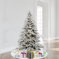 6.5ft. Pre-Lit Flocked Utica Fir Artificial Christmas Tree, Pure White LED Lights