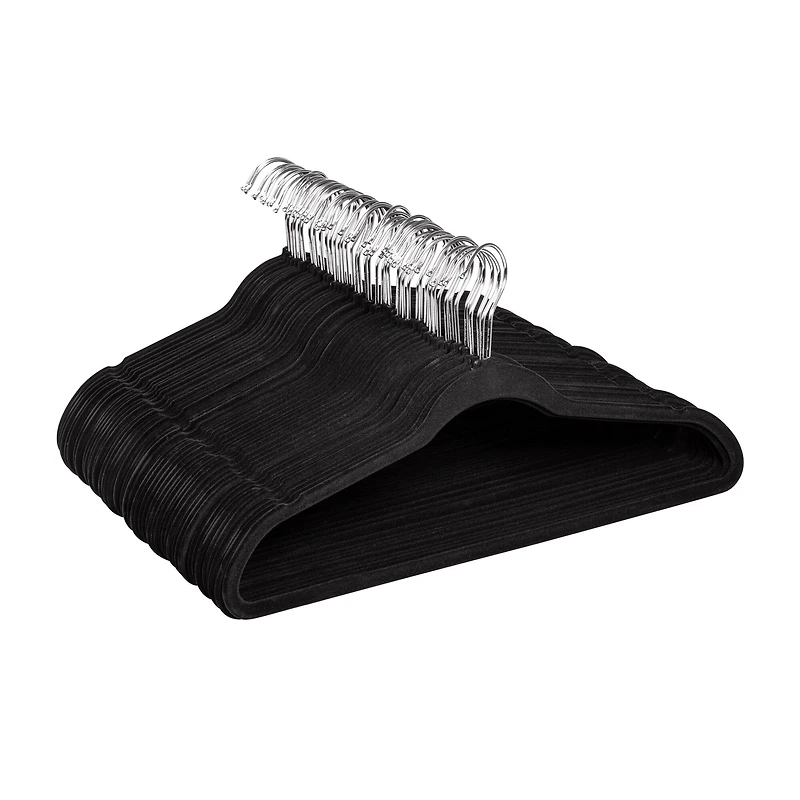Honey Can Do Black Slim-Profile Non-Slip Velvet Hangers
