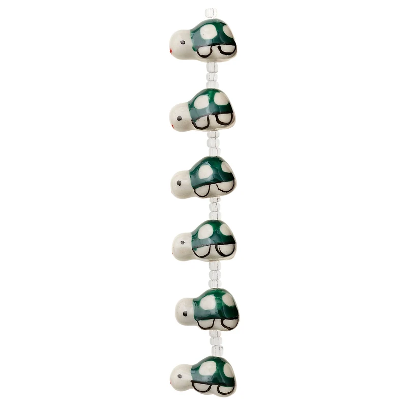 12 Pack: Green Turtle Ceramic Beads, 20mm by Bead Landing™