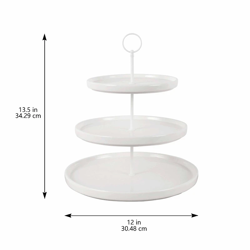 13.5" White 3-Tier Ceramic Cake Stand by Celebrate It™