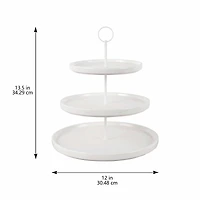 13.5" White 3-Tier Ceramic Cake Stand by Celebrate It™