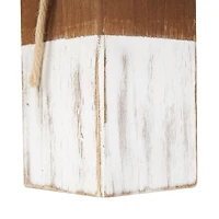 Brown Bird Sculpture with White Distressed Buoy Posts Set