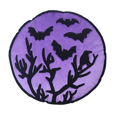 17" Purple Halloween Bat & Crow Tree Accent Pillow by Ashland®