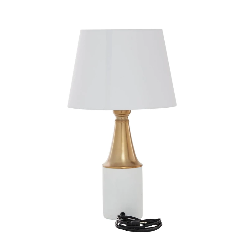 CosmoLiving by Cosmopolitan White Metal Traditional Table Lamp, 21" x 12" x 12"