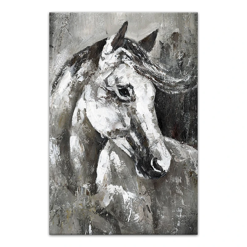 Greyscale Horse 24" x 36" Canvas Wall Art