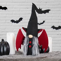 18" Female Black & Red Halloween Gnome with Bat Wings