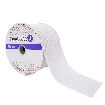 2.5" x 25ft. White Wired Faux Burlap Ribbon by Celebrate It™