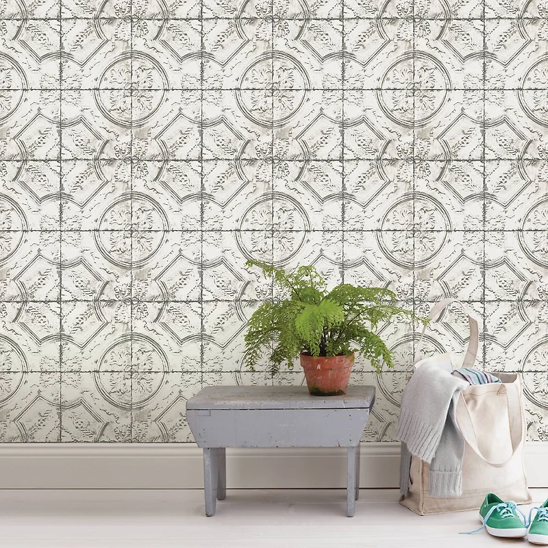 InHome Newport Tin Tile Peel & Stick Wallpaper