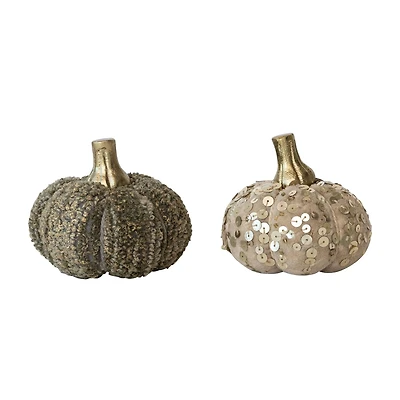 Hello Honey® Small Cotton Velvet and Sequin/Bouclé Pumpkin, 2-piece