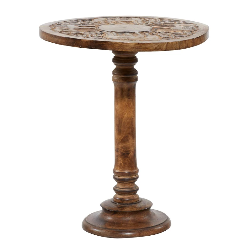 Brown Mango Wood Traditional Accent Table, 21" x 17" x 17"