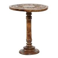 Brown Mango Wood Traditional Accent Table, 21" x 17" x 17"