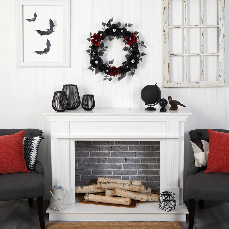 24" Eyeball Rose Halloween Artificial Wreath