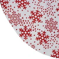 20" White & Red Glitter Snowflake Mini Tree Skirt
