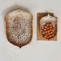 Hello Honey 8.25" Brown Reactive Glaze Stoneware Acorn Shaped Plate