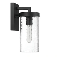 Hello Honey® Aria Matte Black Cylindrical Textured Water Glass & Metal Wall Mounted Outdoor Light