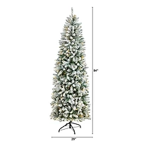 7ft. Pre-Lit Flocked Montreal Fir Artificial Christmas Tree, Warm White LED Lights