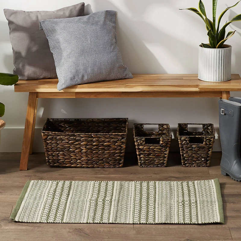 DII® Artichoke Green Dobby Stripe Hand-Loomed Rug, 2ft. x 3ft.