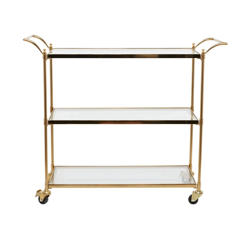 Brass Iron Traditional Bar Cart, 31" x 38" x 14"