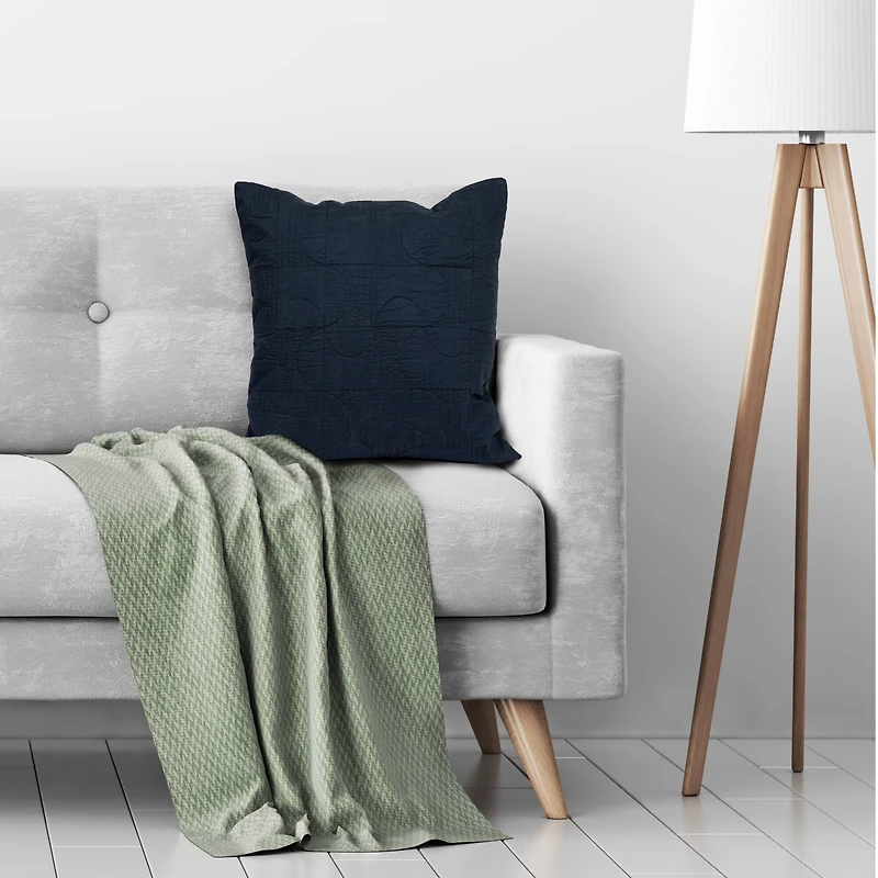 Hello Honey® Blue Square Modern Geometric Quilted Pillow Cover