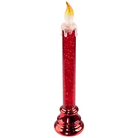 Glittered LED Flameless Christmas Candle - 9.25" - Red