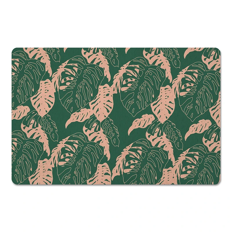 Painted Monstera Leaves Floor Mat