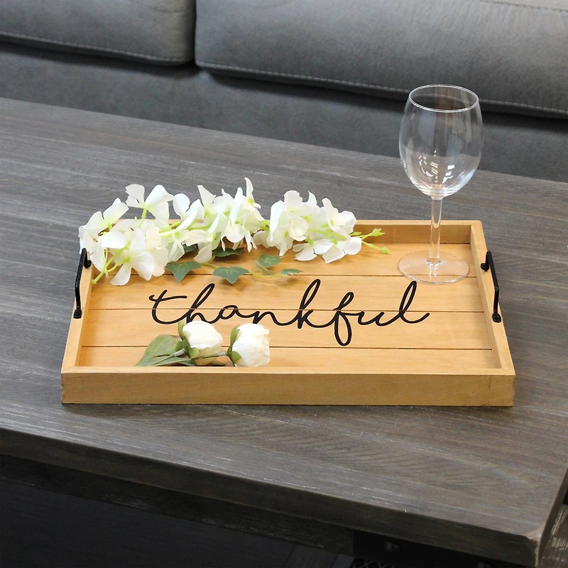 Elegant Designs™ 15.5" Thankful Serving Tray with Handles
