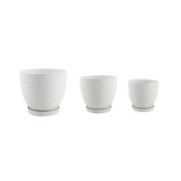 Flora Bunda® Matte White Pharaoh Ceramic Pot On Saucer Set, 3ct.