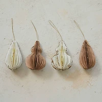 Hello Honey® 4.25" Cream & Gold Handmade Paper Folding Honeycomb Finial Ornament Set