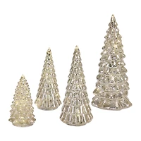 LED Glass Christmas Tree Set, 6.5", 7.75", 10" & 12"