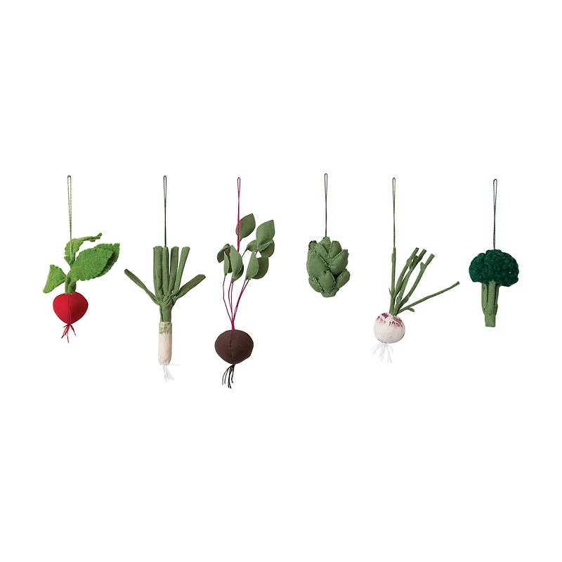Hello Honey® 6 Pack Vegetable Wool Felt & Cotton Canvas Ornaments