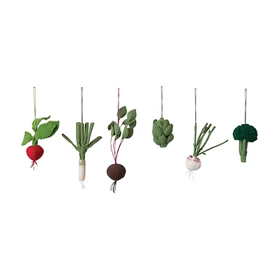 Hello Honey® 6 Pack Vegetable Wool Felt & Cotton Canvas Ornaments