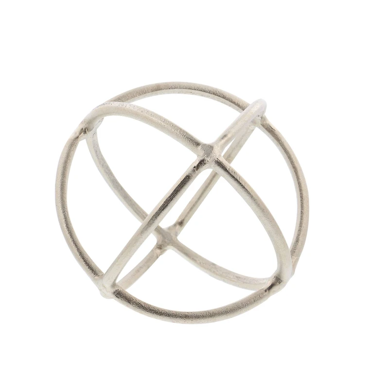 Silver Aluminum Modern Geometric Sculpture Set