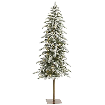 6.5ft. Pre-Lit Washington Alpine Artificial Christmas Tree, White Warm LED Lights