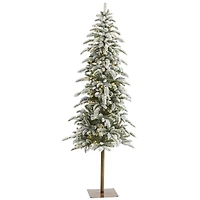 6.5ft. Pre-Lit Washington Alpine Artificial Christmas Tree, White Warm LED Lights