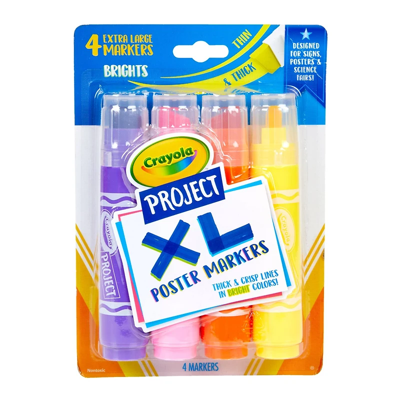 Crayola® Project XL Bold & Bright Poster Markers, 3 Packs of 4