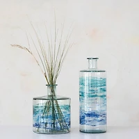 Hello Honey® 10.25" Blue Ombre Hand Painted Reclaimed Glass Vase