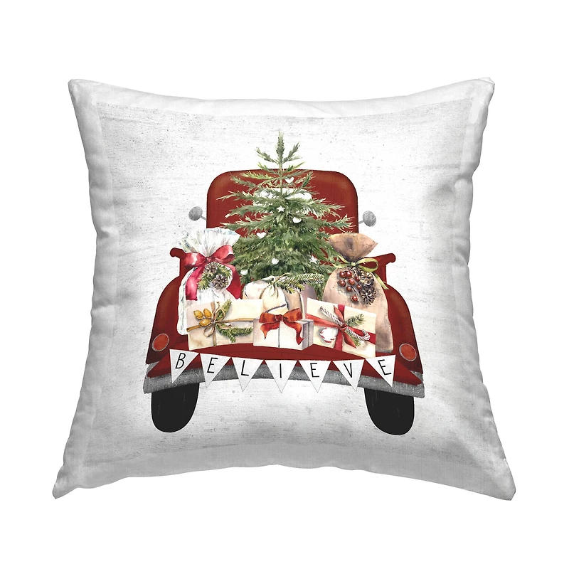 Stupell Industries Believe Christmas Gifts Truck Throw Pillow