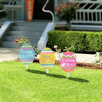 Glitzhome® 15" Wooden Easter Egg Yard Stake Set