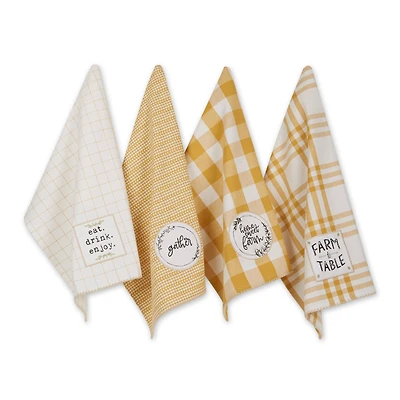 Honey Gold Farm To Table Embellished Dishtowel (Set of 4)