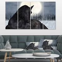 Designart - Black Horse in Moonlight