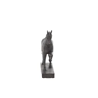 Traditional Brown Polystone Standing Horse Table Sculpture, 9" x 9" x 3"