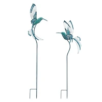 Metal Hummingbird Garden Stakes Set
