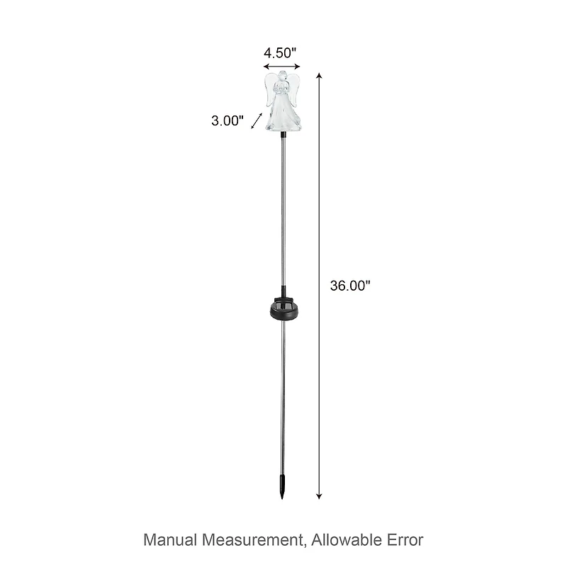 Glitzhome® 36" Solar Powered Angel Stake Light with Stainless Steel Poles, 3ct.