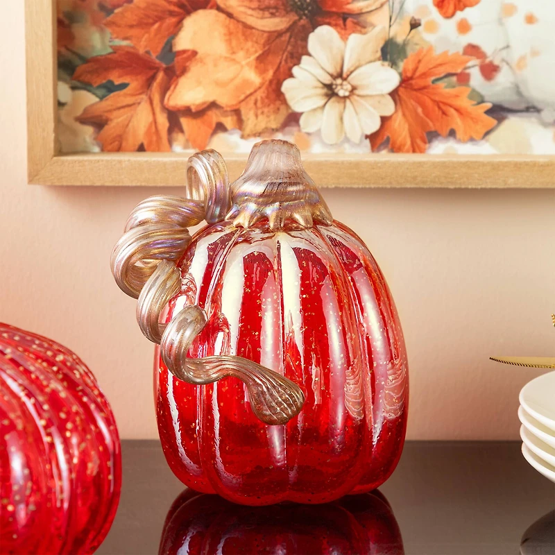 Glitzhome® Red Glitter Glass Gourd